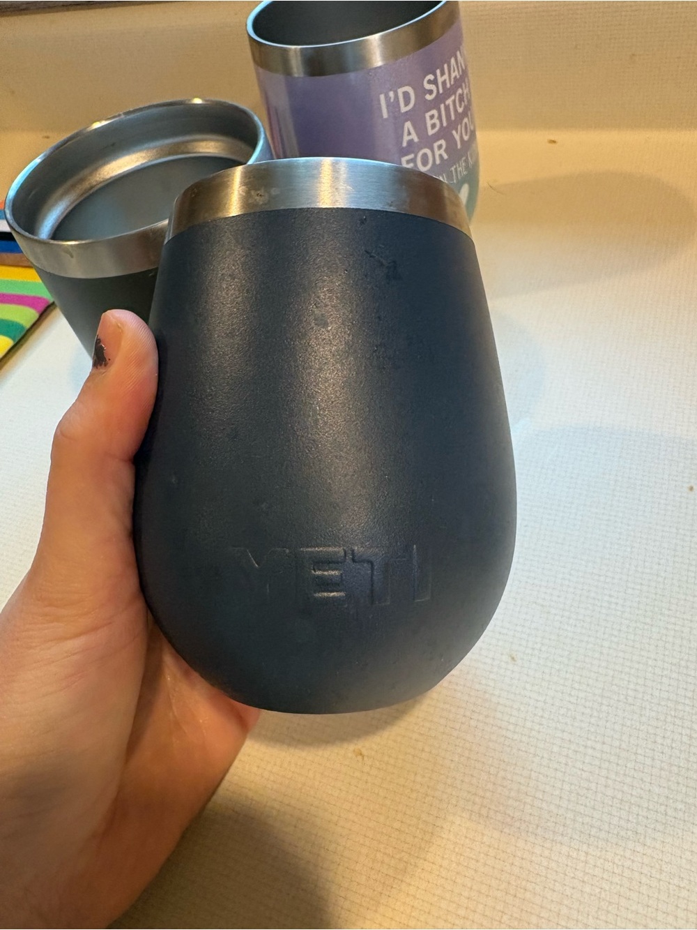 Yeti Matte Dark Blue Insulated Wine Tumbler